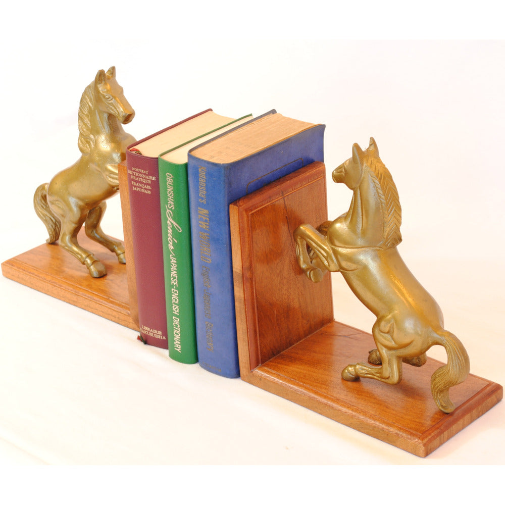 ブックエンド 跳ね馬型ブックエンド 馬 おしゃれ 真鍮製 アンティーク風 跳ね馬 フェラーリ 本立て 文房具雑貨 2個セット オブジェ インテリア雑貨 7382064