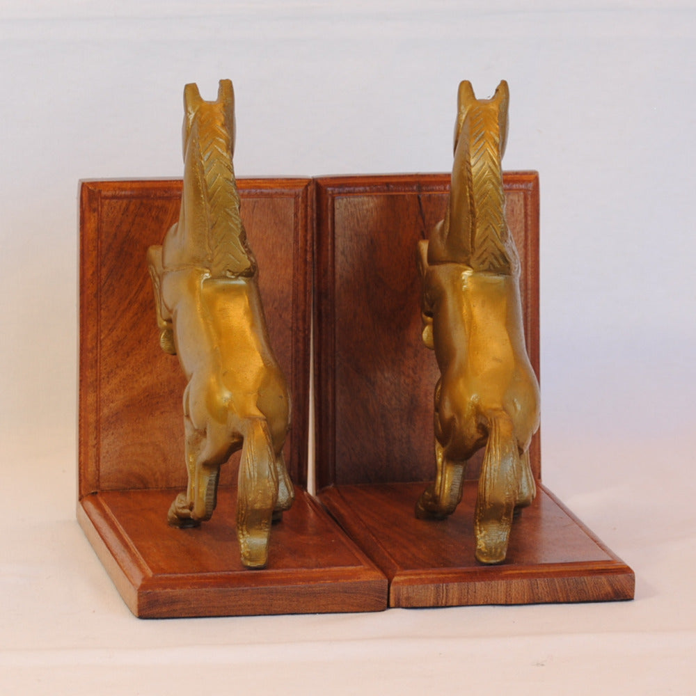 ブックエンド 跳ね馬型ブックエンド 馬 おしゃれ 真鍮製 アンティーク風 跳ね馬 フェラーリ 本立て 文房具雑貨 2個セット オブジェ インテリア雑貨 7382064