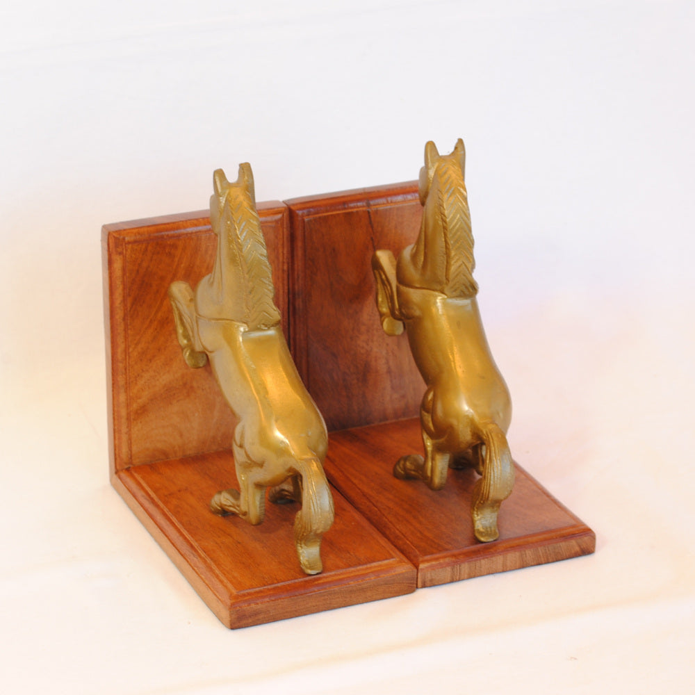 ブックエンド 跳ね馬型ブックエンド 馬 おしゃれ 真鍮製 アンティーク風 跳ね馬 フェラーリ 本立て 文房具雑貨 2個セット オブジェ インテリア雑貨 7382064