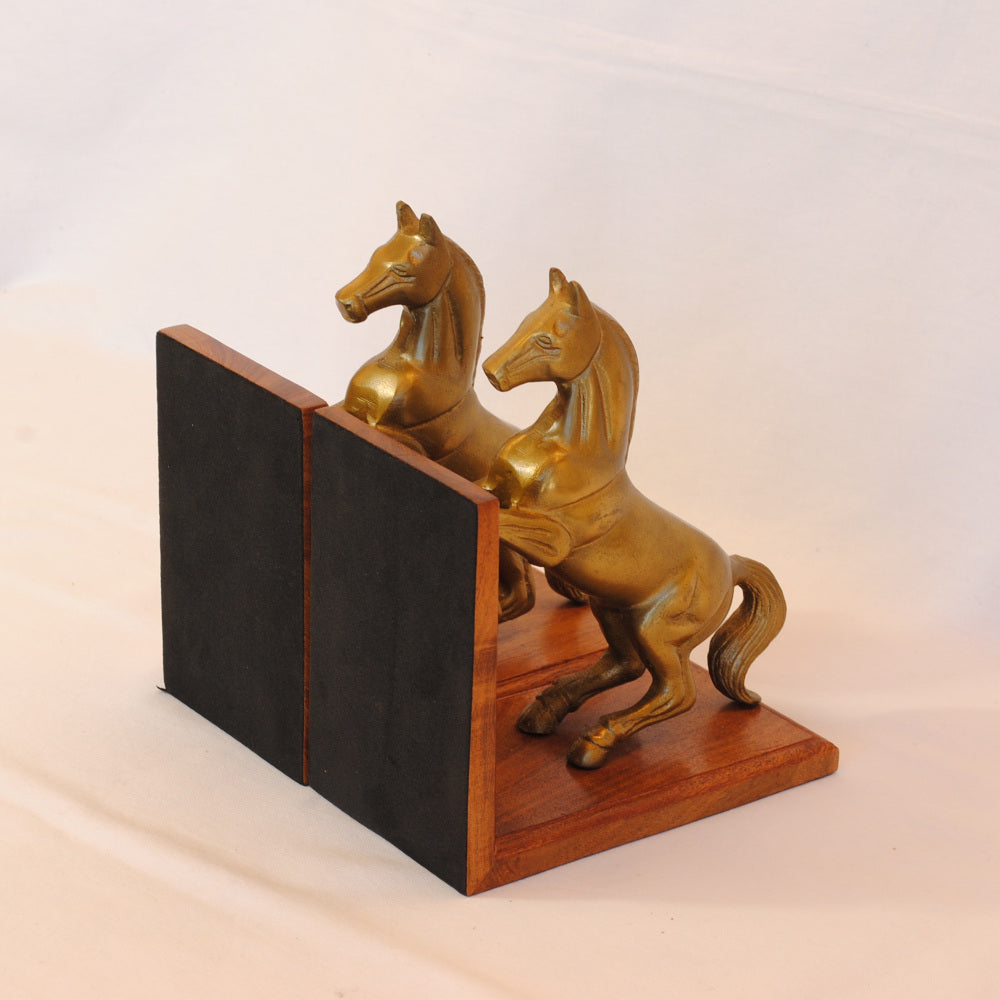 ブックエンド 跳ね馬型ブックエンド 馬 おしゃれ 真鍮製 アンティーク風 跳ね馬 フェラーリ 本立て 文房具雑貨 2個セット オブジェ インテリア雑貨 7382064