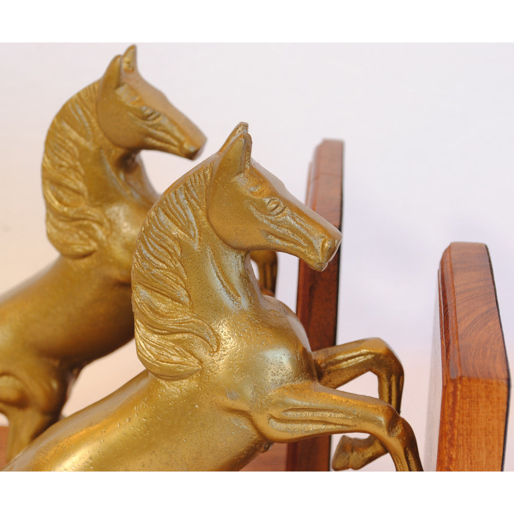 ブックエンド 跳ね馬型ブックエンド 馬 おしゃれ 真鍮製 アンティーク風 跳ね馬 フェラーリ 本立て 文房具雑貨 2個セット オブジェ インテリア雑貨 7382064