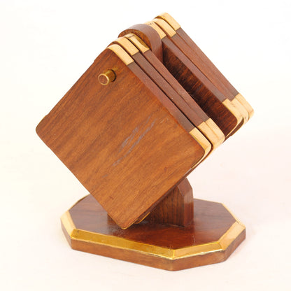 コースター 6枚セットコースター おしゃれ 真鍮製 天然木 アンティーク調 フォルダー座付きコースター 雑貨 インテリア雑貨 おしゃれ雑貨 7382075