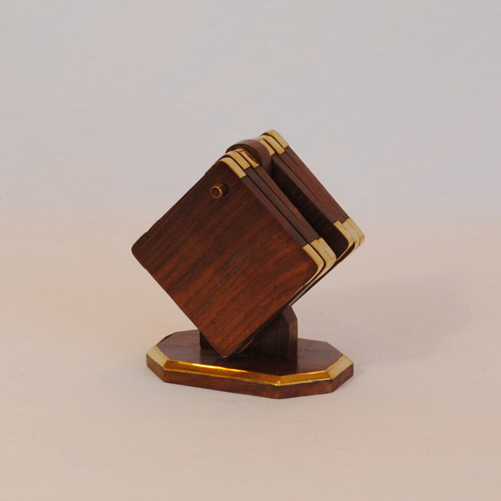 コースター 6枚セットコースター おしゃれ 真鍮製 天然木 アンティーク調 フォルダー座付きコースター 雑貨 インテリア雑貨 おしゃれ雑貨 7382075