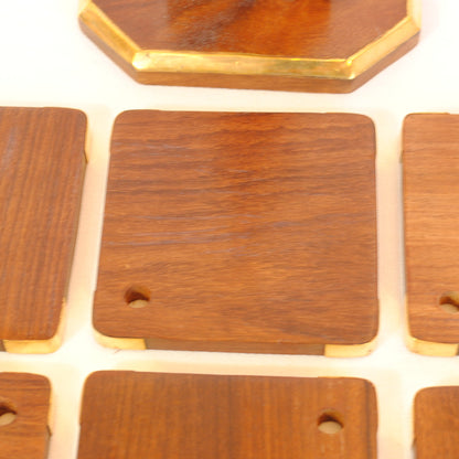 コースター 6枚セットコースター おしゃれ 真鍮製 天然木 アンティーク調 フォルダー座付きコースター 雑貨 インテリア雑貨 おしゃれ雑貨 7382075