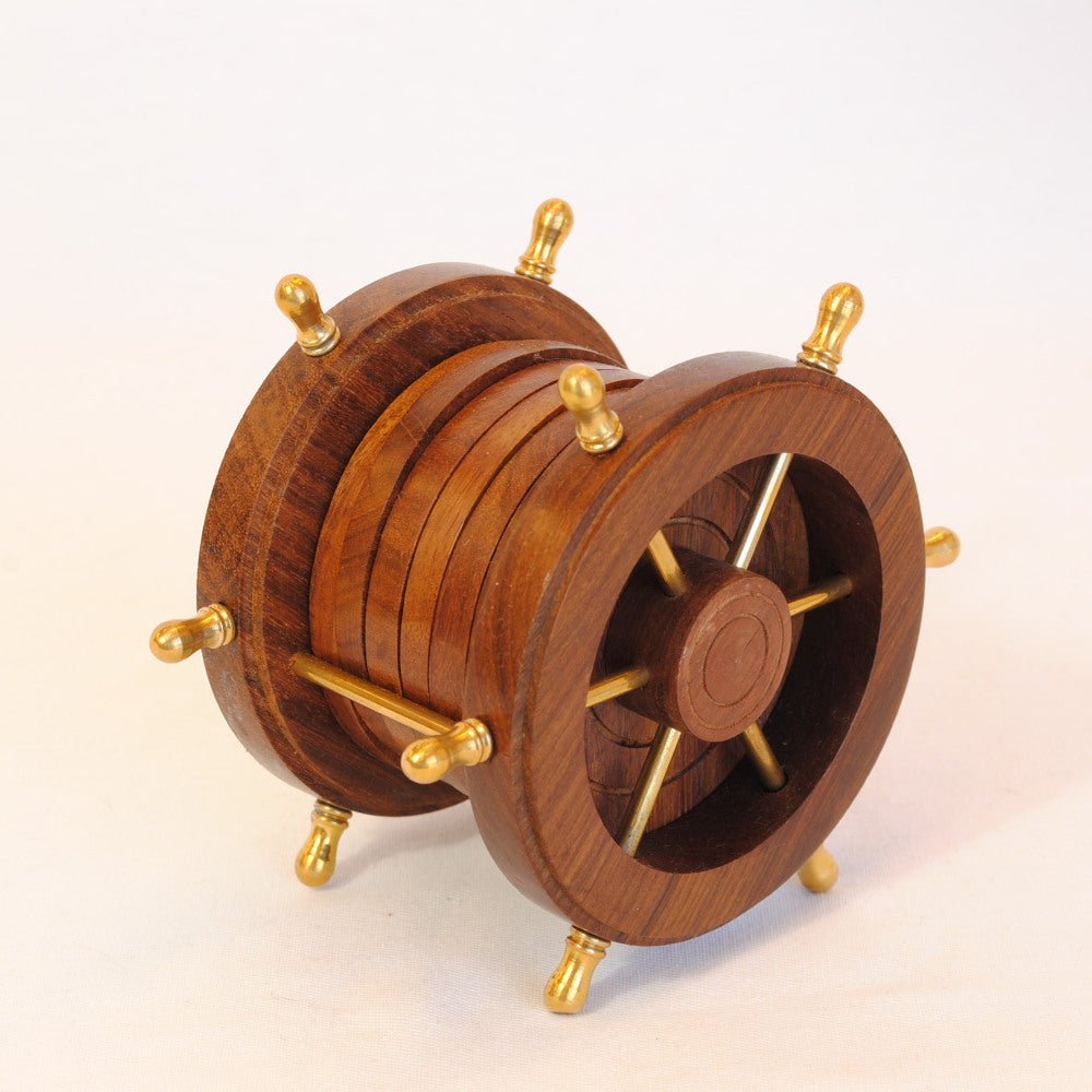 コースター 6枚セットコースター おしゃれ 真鍮製 天然木 アンティーク調 フォルダー座付きコースター 雑貨 インテリア雑貨 オシャレ雑貨 おしゃれ雑貨 7382076