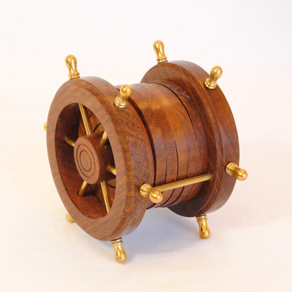 コースター 6枚セットコースター おしゃれ 真鍮製 天然木 アンティーク調 フォルダー座付きコースター 雑貨 インテリア雑貨 オシャレ雑貨 おしゃれ雑貨 7382076