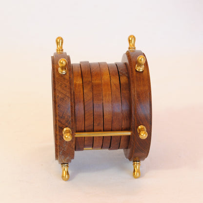 コースター 6枚セットコースター おしゃれ 真鍮製 天然木 アンティーク調 フォルダー座付きコースター 雑貨 インテリア雑貨 オシャレ雑貨 おしゃれ雑貨 7382076