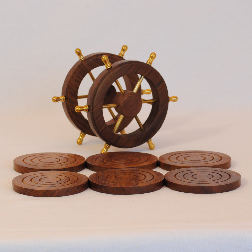 コースター 6枚セットコースター おしゃれ 真鍮製 天然木 アンティーク調 フォルダー座付きコースター 雑貨 インテリア雑貨 オシャレ雑貨 おしゃれ雑貨 7382076