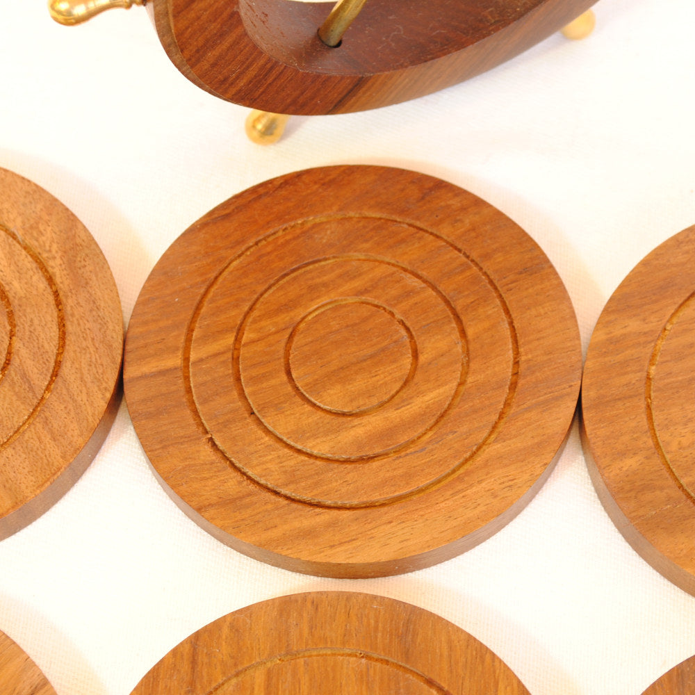 コースター 6枚セットコースター おしゃれ 真鍮製 天然木 アンティーク調 フォルダー座付きコースター 雑貨 インテリア雑貨 オシャレ雑貨 おしゃれ雑貨 7382076