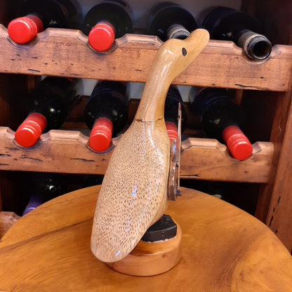 ダック 流しダック カービング ギターを持ったアヒル オブジェ デコイ バンブー彫り 置物 雑貨 インテリア雑貨 7386001