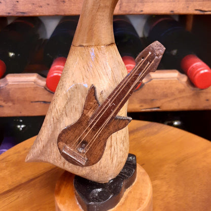 ダック 流しダック カービング ギターを持ったアヒル オブジェ デコイ バンブー彫り 置物 雑貨 インテリア雑貨 7386001