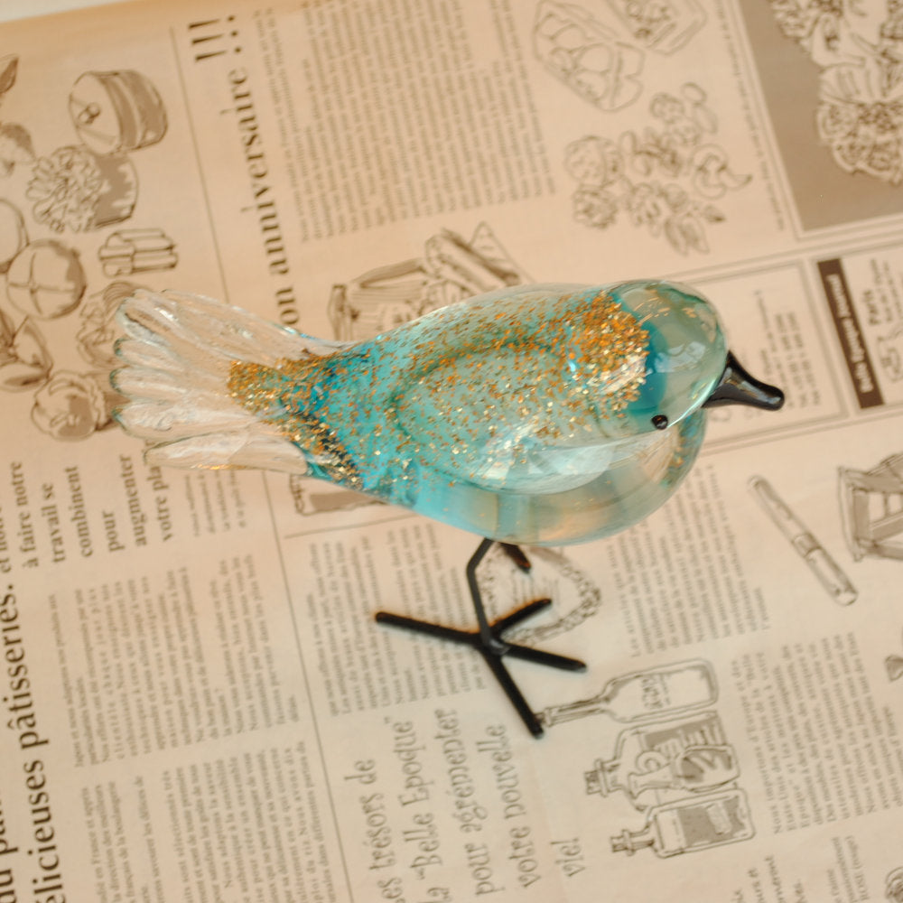 置物 鳥 ガラス置物 オブジェ グラスバード ブルー ガラス かわいい インテリア 雑貨 ガラスのオブジェ バード 7688000