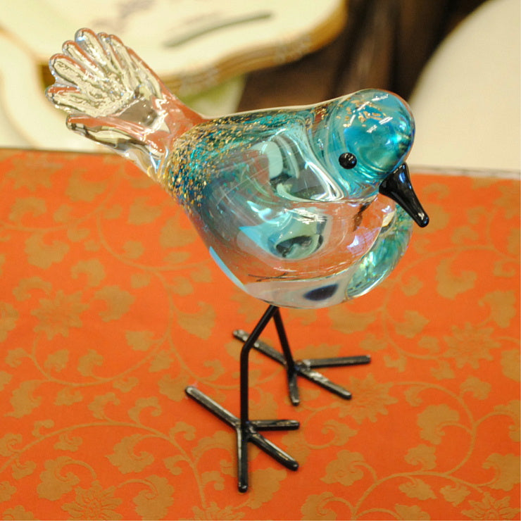 置物 鳥 ガラス置物 オブジェ グラスバード ブルー ガラス かわいい インテリア 雑貨 ガラスのオブジェ バード 7688000