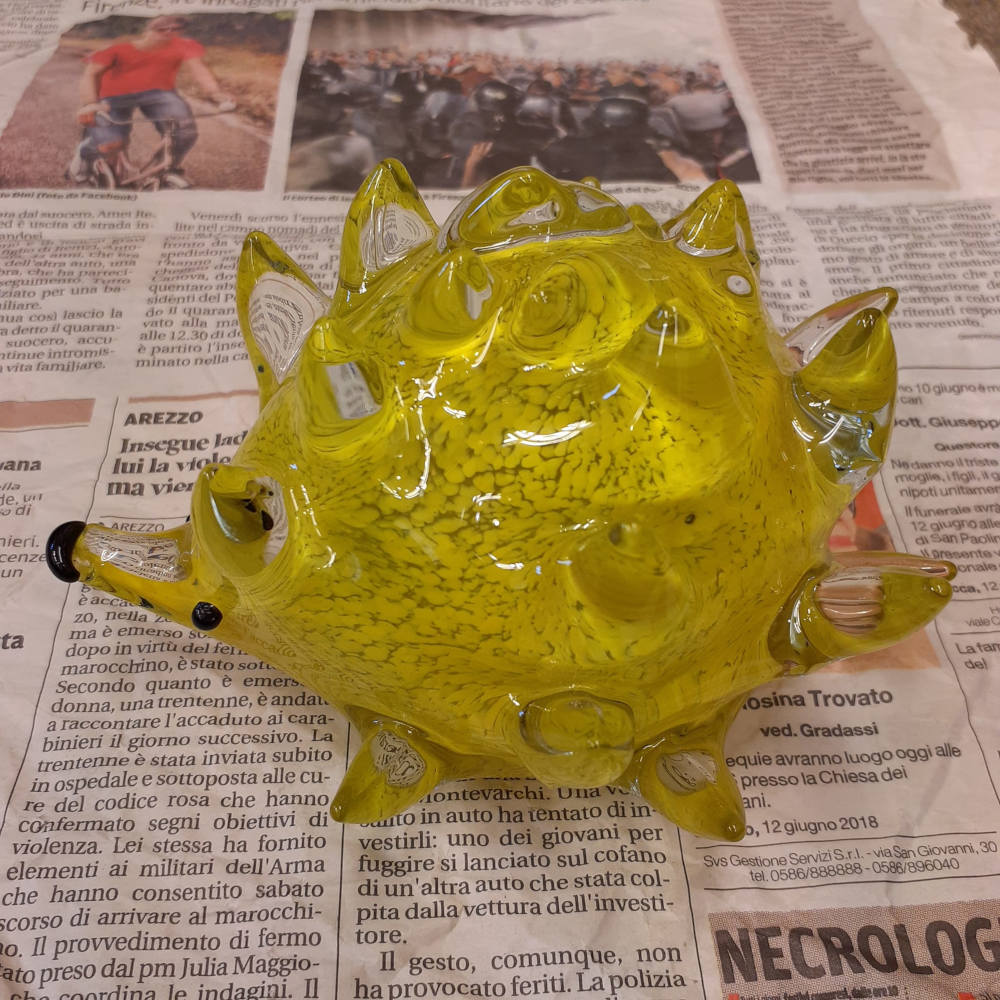 ハリネズミ 置物 オブジェ ガラス グラスオブジェ 針鼠 かわいい インテリア 雑貨 ガラスのオブジェ はりねずみ 7688014