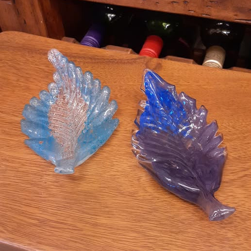 葉っぱトレイ リーフプレート リーフ置物 オブジェ グラスアート ガラス グラスリーフ インテリア 雑貨 ガラスのオブジェ リーフ 7688015