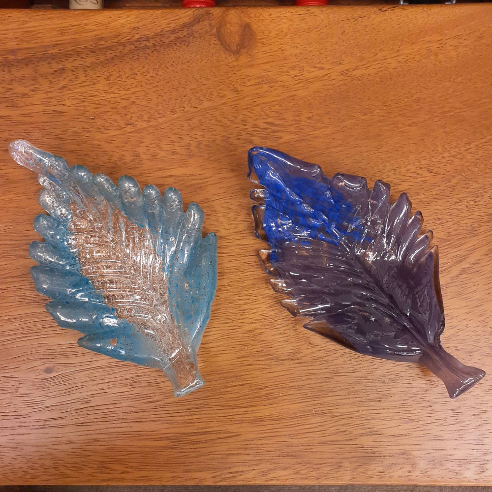 葉っぱトレイ リーフプレート リーフ置物 オブジェ グラスアート ガラス グラスリーフ インテリア 雑貨 ガラスのオブジェ リーフ 7688016