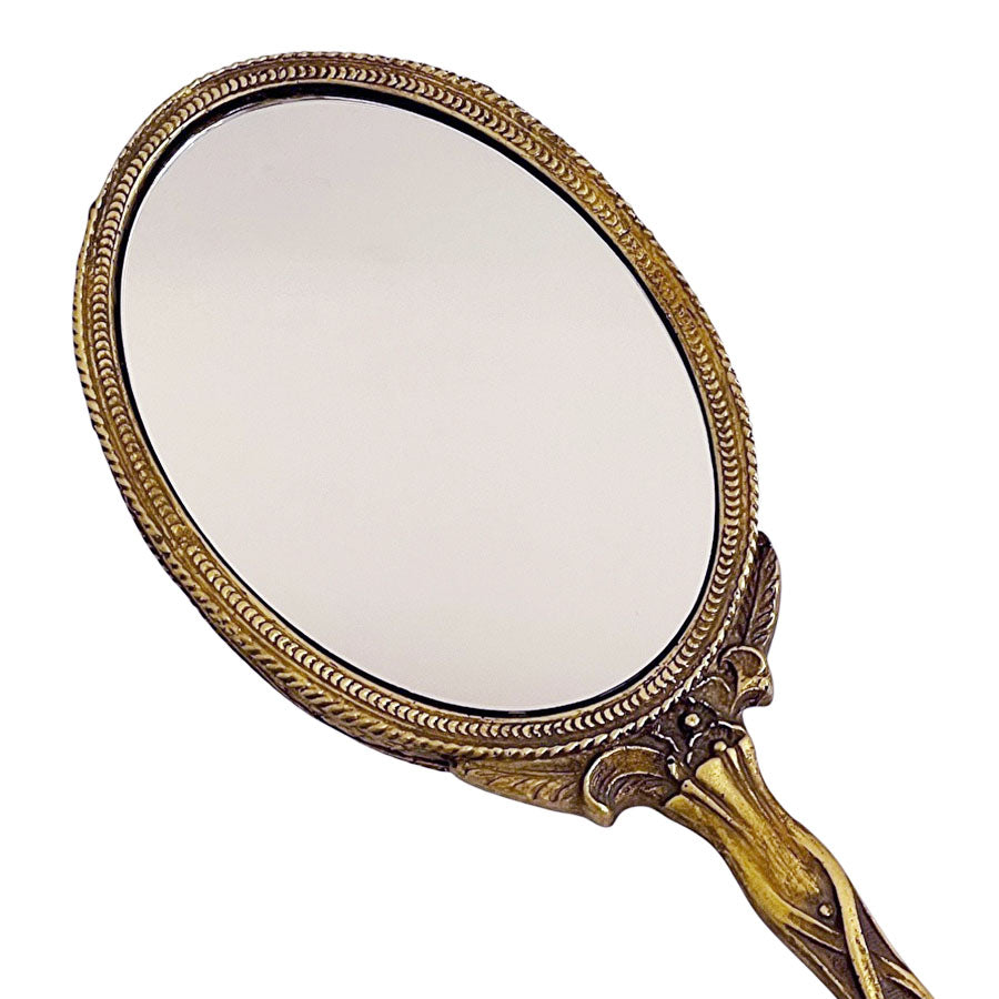 ハンドミラー 手鏡 オシャレ アンティークゴールド アンティーク風 ヨーロピアン 化粧鏡フレンチ エレガント ロココ調 姫家具 雑貨 77001hm-gd