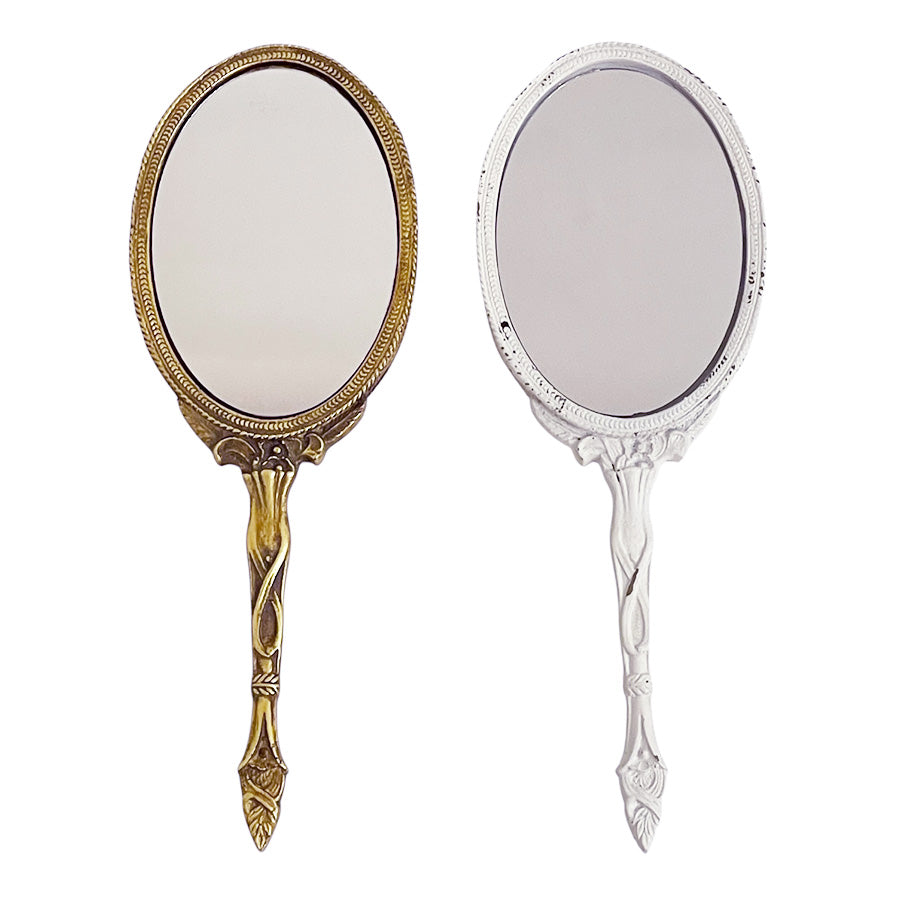 ハンドミラー 手鏡 オシャレ アンティークゴールド アンティーク風 ヨーロピアン 化粧鏡フレンチ エレガント ロココ調 姫家具 雑貨 77001hm-gd