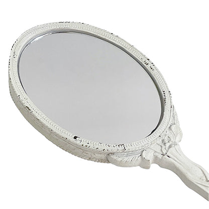 ハンドミラー 手鏡 オシャレ アンティークホワイト アンティーク風 ヨーロピアン 化粧鏡フレンチ エレガント ロココ調 姫家具 雑貨 77001hm-wh