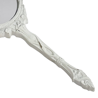 ハンドミラー 手鏡 オシャレ アンティークホワイト アンティーク風 ヨーロピアン 化粧鏡フレンチ エレガント ロココ調 姫家具 雑貨 77001hm-wh