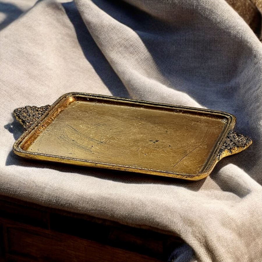 アクセサリートレイ ゴールドトレイ トレー アンティーク風トレイ アンティーク風置物 オーナメント 小物入れ トレイ 雑貨 77112ty-gd