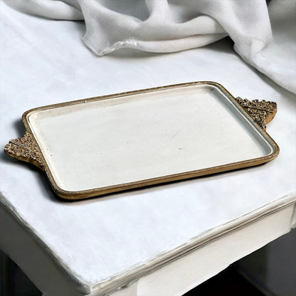 アクセサリートレイ アンティークホワイトトレイ トレー アンティーク風トレイ アンティーク風置物 オーナメント 小物入れ トレイ 雑貨 77112ty-wh