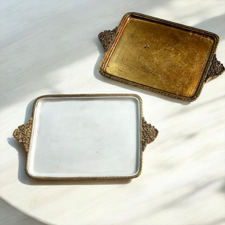 アクセサリートレイ アンティークホワイトトレイ トレー アンティーク風トレイ アンティーク風置物 オーナメント 小物入れ トレイ 雑貨 77112ty-wh