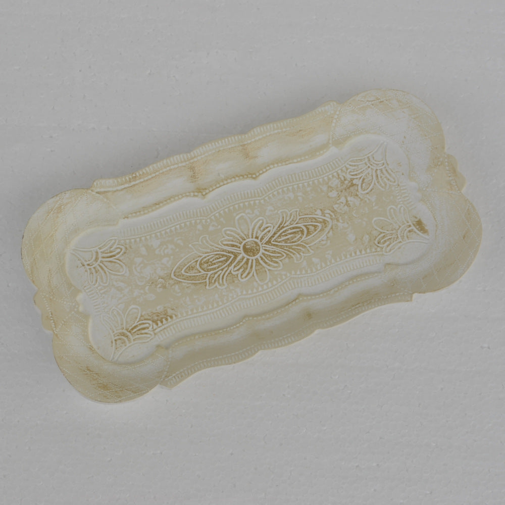 アクセサリートレイ アンティークホワイトトレイ トレー アンティーク風トレイ ペントレイ 筆皿 小物入れ トレイ 雑貨 77154ty-wh