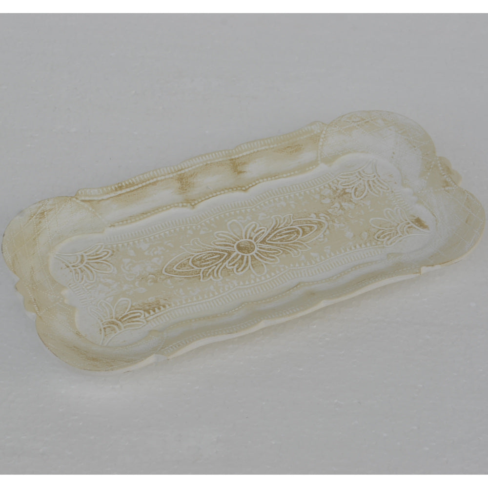 アクセサリートレイ アンティークホワイトトレイ トレー アンティーク風トレイ ペントレイ 筆皿 小物入れ トレイ 雑貨 77154ty-wh