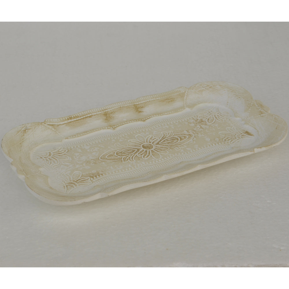 アクセサリートレイ アンティークホワイトトレイ トレー アンティーク風トレイ ペントレイ 筆皿 小物入れ トレイ 雑貨 77154ty-wh
