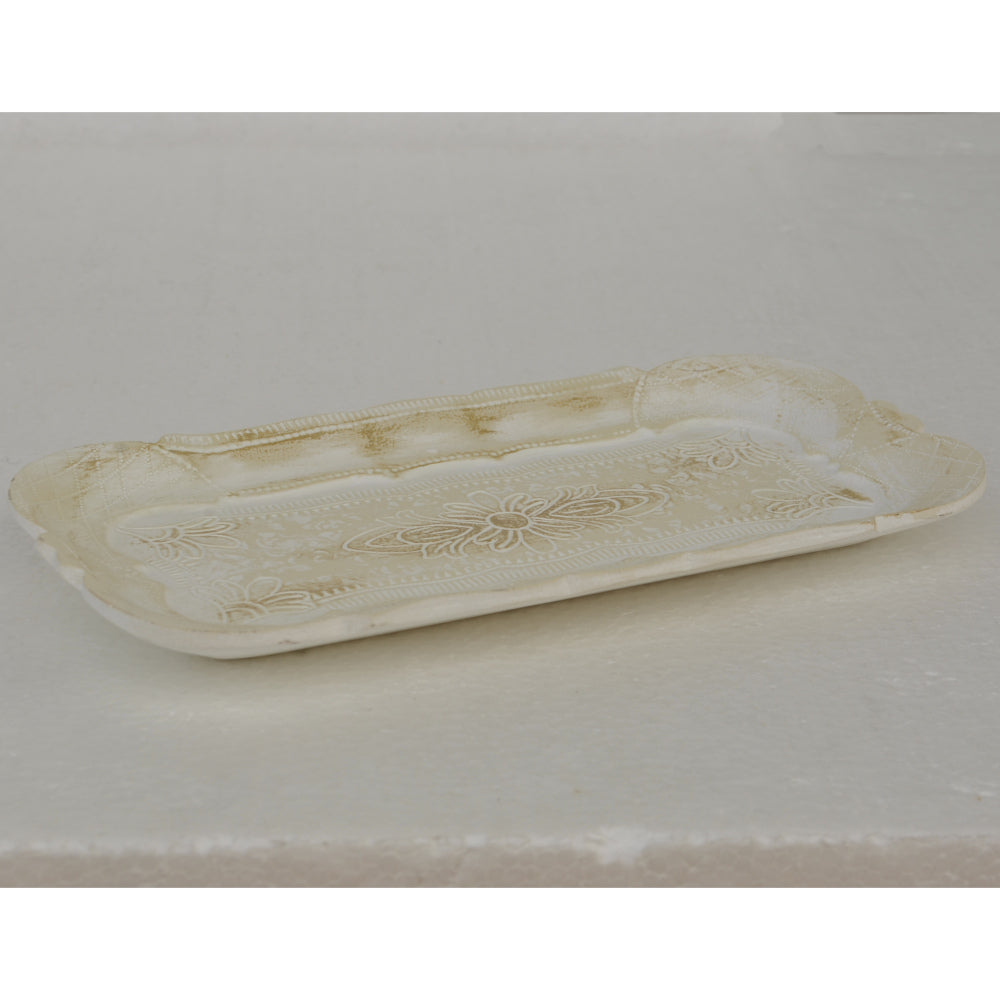 アクセサリートレイ アンティークホワイトトレイ トレー アンティーク風トレイ ペントレイ 筆皿 小物入れ トレイ 雑貨 77154ty-wh