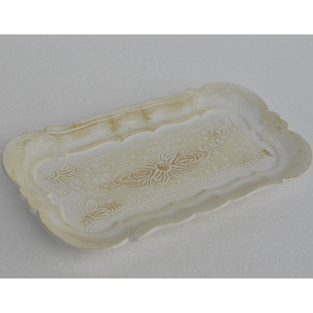 アクセサリートレイ アンティークホワイトトレイ トレー アンティーク風トレイ ペントレイ 筆皿 小物入れ トレイ 雑貨 77154ty-wh