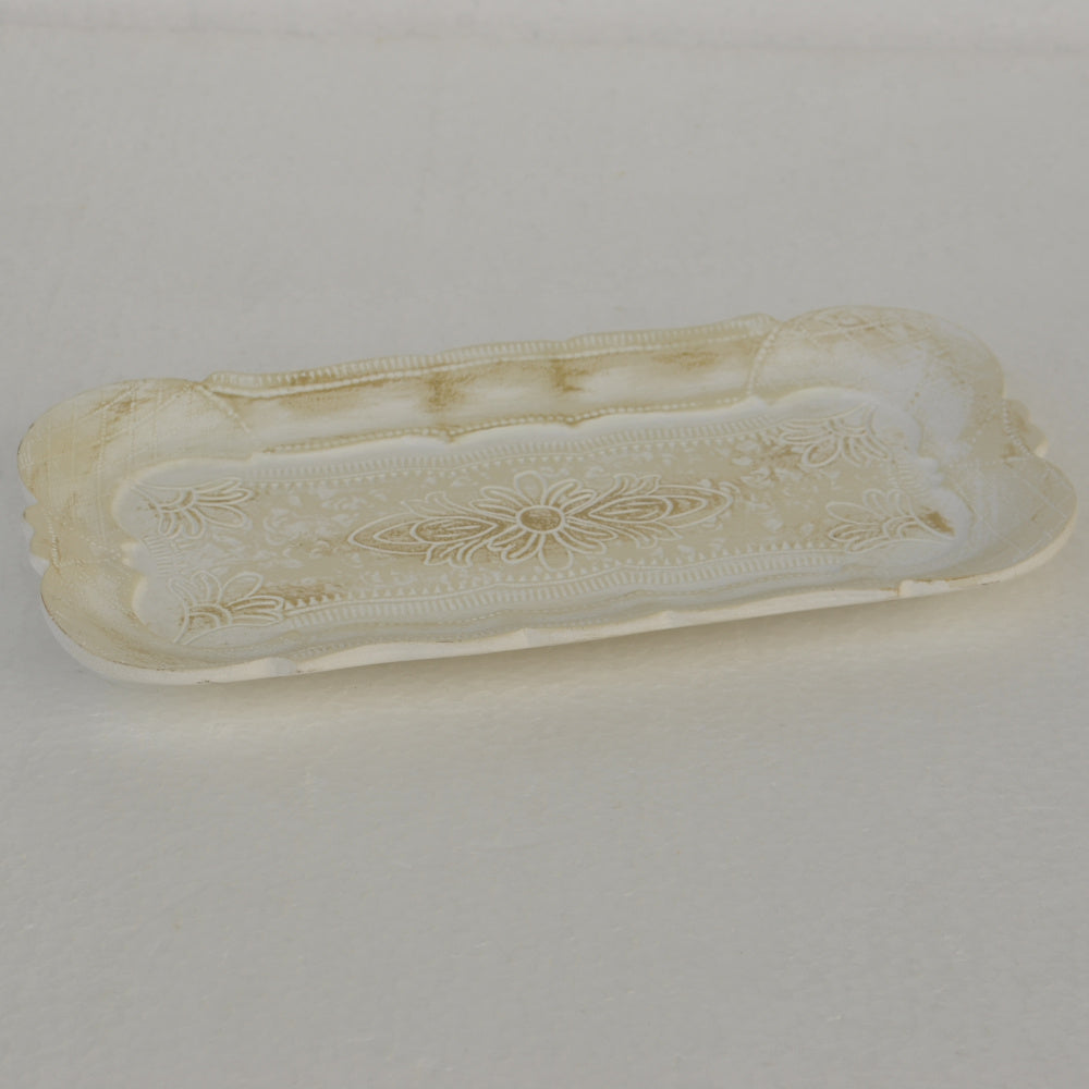 アクセサリートレイ アンティークホワイトトレイ トレー アンティーク風トレイ ペントレイ 筆皿 小物入れ トレイ 雑貨 77154ty-wh