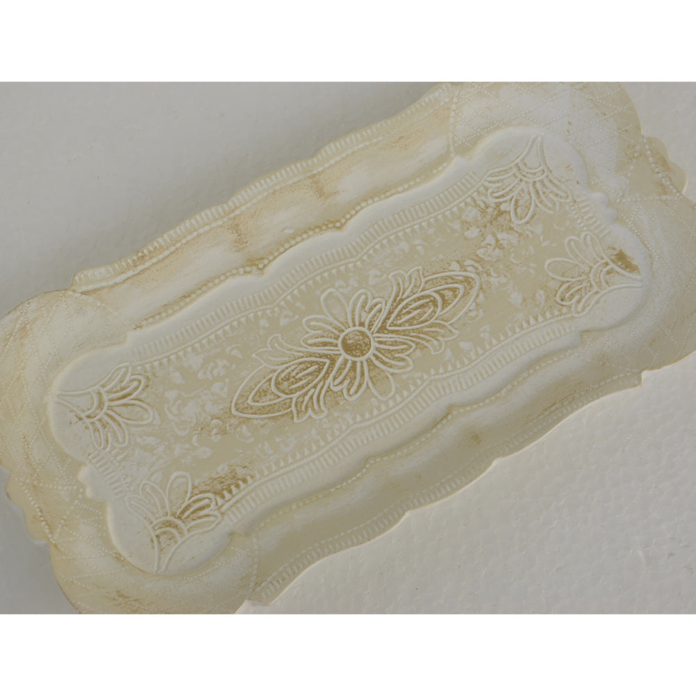 アクセサリートレイ アンティークホワイトトレイ トレー アンティーク風トレイ ペントレイ 筆皿 小物入れ トレイ 雑貨 77154ty-wh