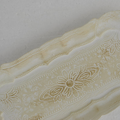 アクセサリートレイ アンティークホワイトトレイ トレー アンティーク風トレイ ペントレイ 筆皿 小物入れ トレイ 雑貨 77154ty-wh