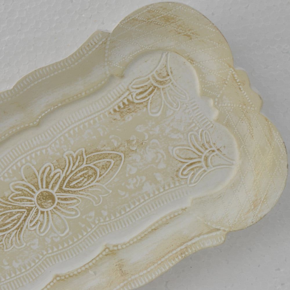 アクセサリートレイ アンティークホワイトトレイ トレー アンティーク風トレイ ペントレイ 筆皿 小物入れ トレイ 雑貨 77154ty-wh