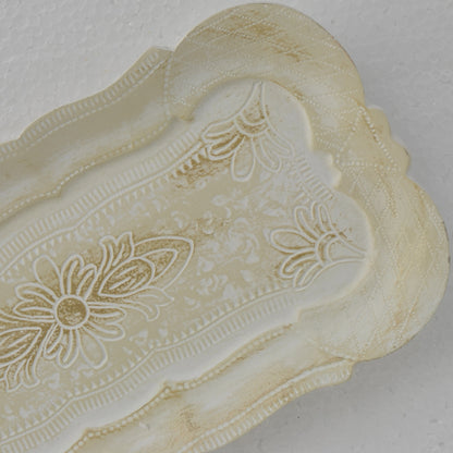 アクセサリートレイ アンティークホワイトトレイ トレー アンティーク風トレイ ペントレイ 筆皿 小物入れ トレイ 雑貨 77154ty-wh