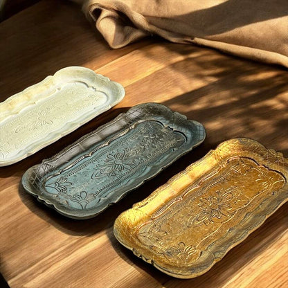 アクセサリートレイ アンティークホワイトトレイ トレー アンティーク風トレイ ペントレイ 筆皿 小物入れ トレイ 雑貨 77154ty-wh