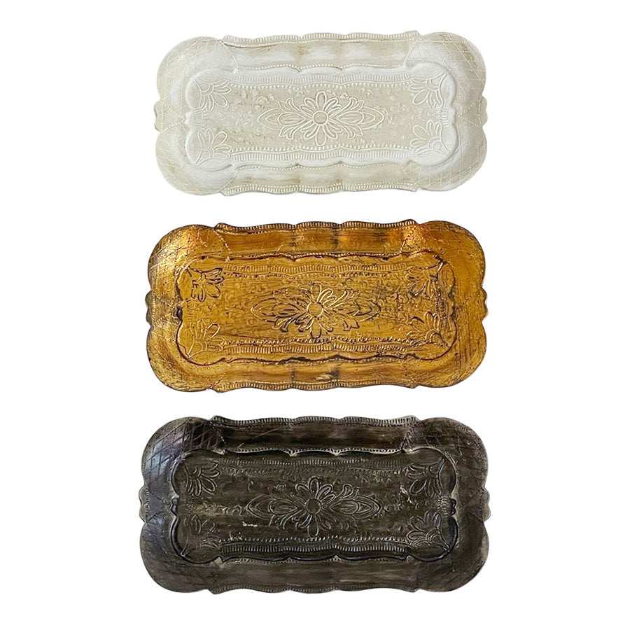 アクセサリートレイ アンティークホワイトトレイ トレー アンティーク風トレイ ペントレイ 筆皿 小物入れ トレイ 雑貨 77154ty-wh