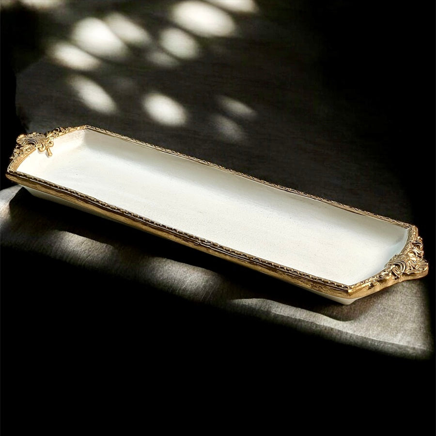 アクセサリートレイ アンティークホワイトトレイ トレー アンティーク風トレイ ペントレイ 筆皿 小物入れ トレイ 雑貨 77155ty-wh