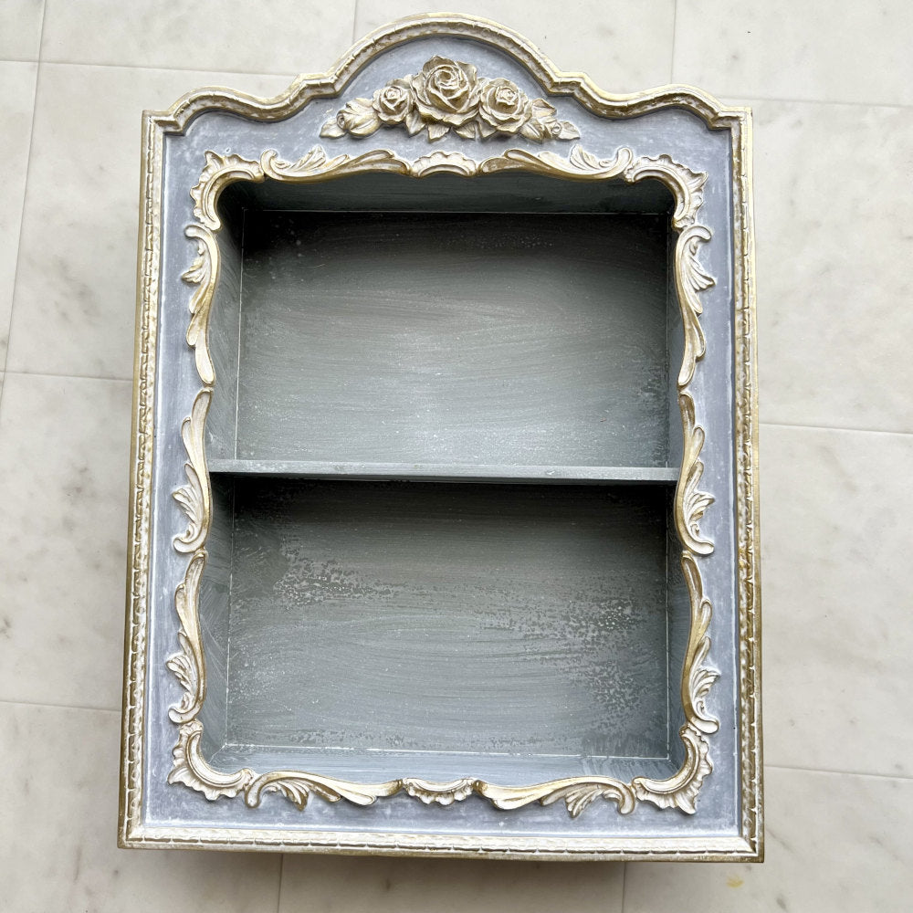 ウォールシェルフ 壁掛け飾り棚 壁掛け飾り棚 グレージュ ブルーグレー プリンセスインテリア アンティーク調 壁掛け棚 シャビシックインテリア 77161WS-GG