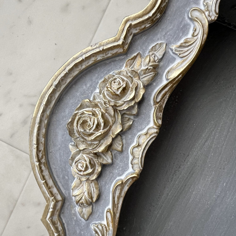 ウォールシェルフ 壁掛け飾り棚 壁掛け飾り棚 グレージュ ブルーグレー プリンセスインテリア アンティーク調 壁掛け棚 シャビシックインテリア 77161WS-GG