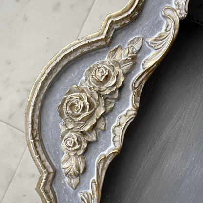 ウォールシェルフ 壁掛け飾り棚 壁掛け飾り棚 グレージュ ブルーグレー プリンセスインテリア アンティーク調 壁掛け棚 シャビシックインテリア 77161WS-GG