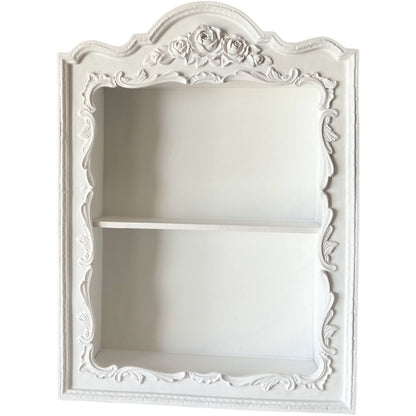 ウォールシェルフ 壁掛け飾り棚 壁掛け飾り棚 アンティークホワイト プリンセスインテリア アンティーク調 壁掛け棚 シャビシックインテリア 77161WS-WH