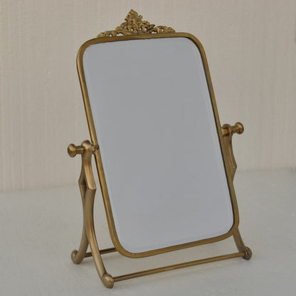 鏡 ミラー スタンドミラー 卓上鏡 真鍮製鏡 雑貨 ドレッサーミラー インテリア雑貨 アンティーク風ミラー 真鍮雑貨 7847010