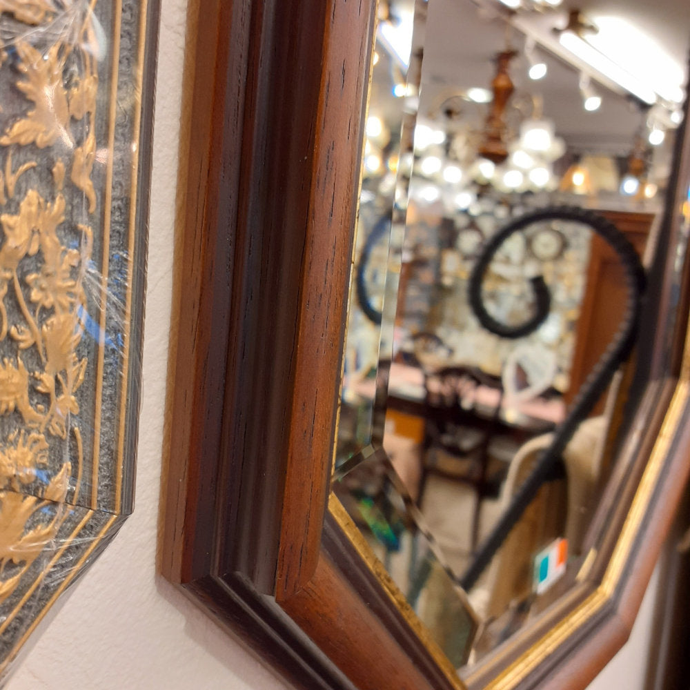 ウォールミラー ミラー おしゃれ 鏡 壁掛け鏡 木製 アンティーク仕上げ ミラー 八角形鏡 イタリア製 ベルトーチ BERTOZZI 808059