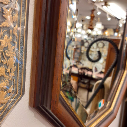 ウォールミラー ミラー おしゃれ 鏡 壁掛け鏡 木製 アンティーク仕上げ ミラー 八角形鏡 イタリア製 ベルトーチ BERTOZZI 808059