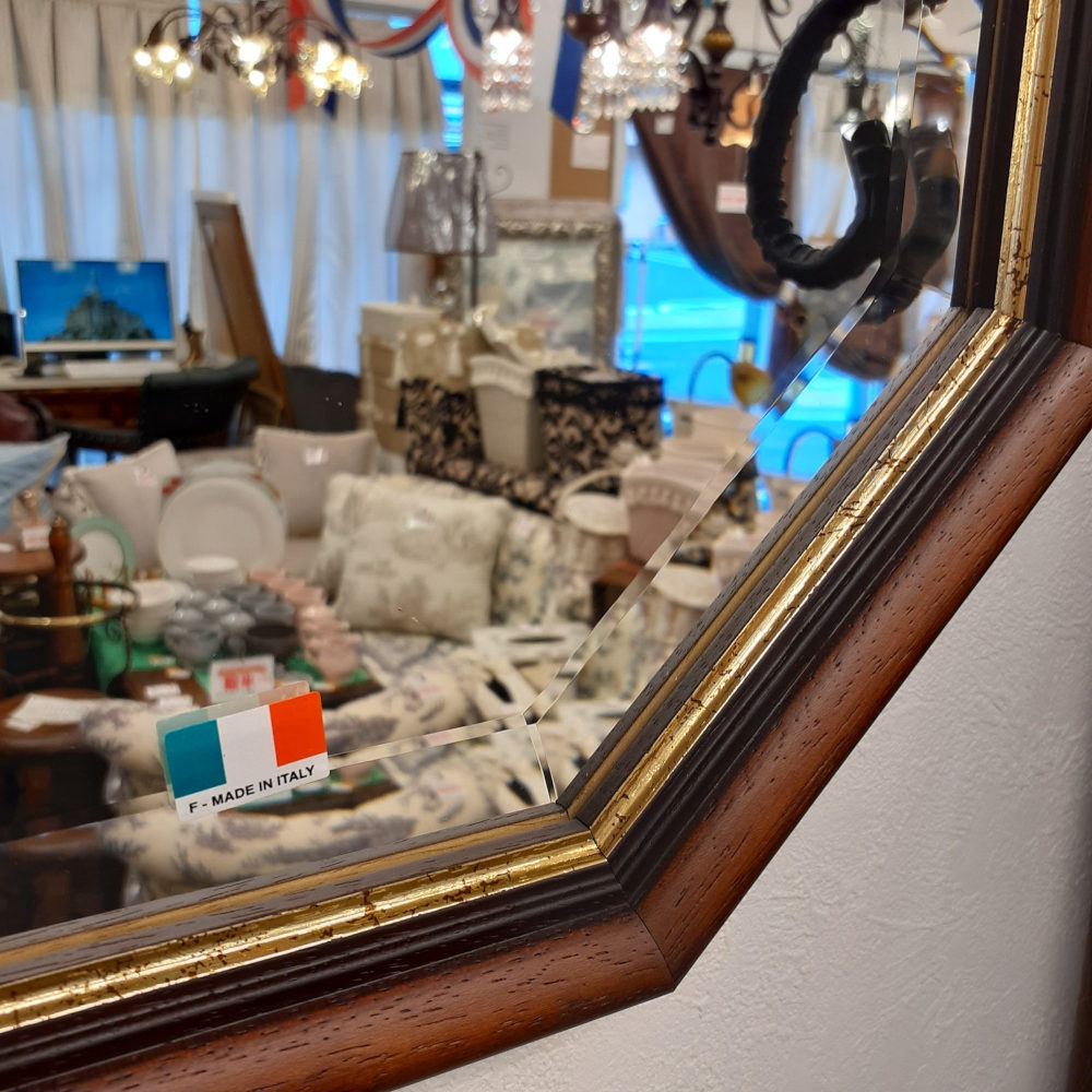 ウォールミラー ミラー おしゃれ 鏡 壁掛け鏡 木製 アンティーク仕上げ ミラー 八角形鏡 イタリア製 ベルトーチ BERTOZZI 808059