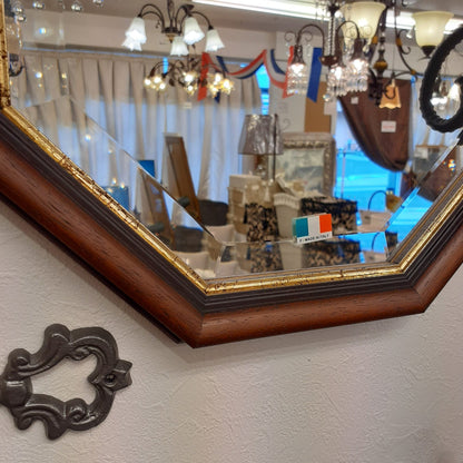 ウォールミラー ミラー おしゃれ 鏡 壁掛け鏡 木製 アンティーク仕上げ ミラー 八角形鏡 イタリア製 ベルトーチ BERTOZZI 808059