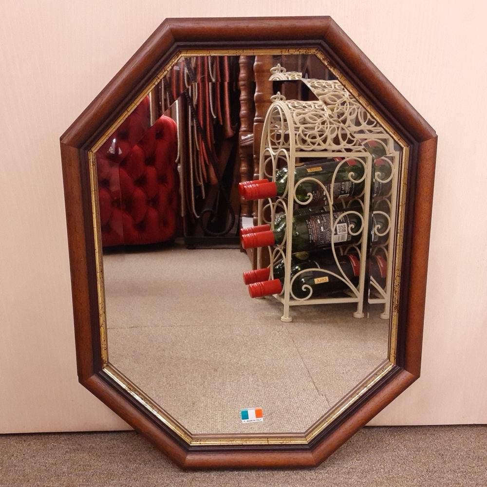 ウォールミラー ミラー おしゃれ 鏡 壁掛け鏡 木製 アンティーク仕上げ ミラー 八角形鏡 イタリア製 ベルトーチ BERTOZZI 808059